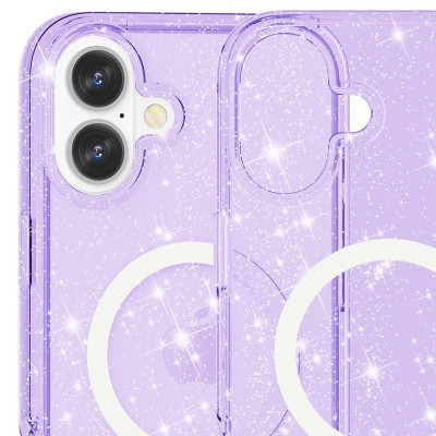 Чохол TPU Galaxy Sparkle (MagFit) для Apple iPhone 16 (6.1") Purple+Glitter