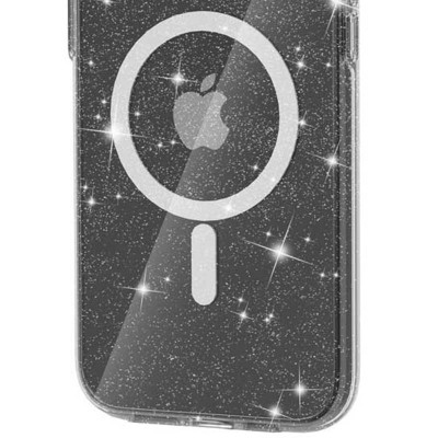 Чохол TPU Galaxy Sparkle (MagFit) для Apple iPhone 16 Plus (6.7") Black+Glitter