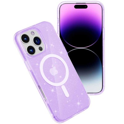 Чохол TPU Galaxy Sparkle (MagFit) для Apple iPhone 16 Pro Max (6.9") Purple+Glitter