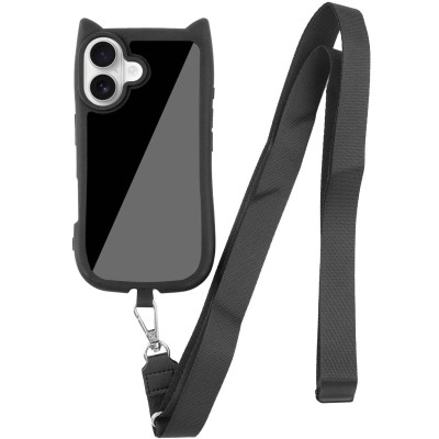 Чохол TPU GETMAN Cat with straps для Apple iPhone 16 (6.1") Black Чохол TPU GETMAN Cat with straps для Apple iPhone 16 (6.1") Black