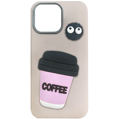 Чохол TPU Leather Toys для Apple iPhone 13 / 14 (6.1") Coffee / Pink