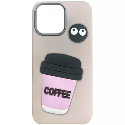 Чохол TPU Leather Toys для Apple iPhone 14 Pro (6.1") Coffee / Pink