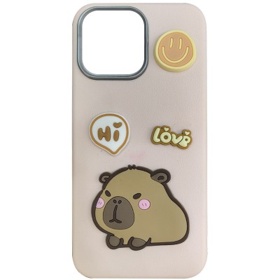 Чохол TPU Leather Toys для Apple iPhone 16 (6.1") Capybara / Pink Чохол TPU Leather Toys для Apple iPhone 16 (6.1") Capybara / Pink