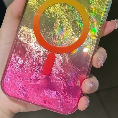 Чохол TPU Shiny Mountain (MagFit) для Apple iPhone 16 (6.1") Yellow / Pink