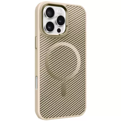 Чохол TPU+PC Carbon Mirage with MagSafe для Apple iPhone 16 Pro (6.3") Antique White