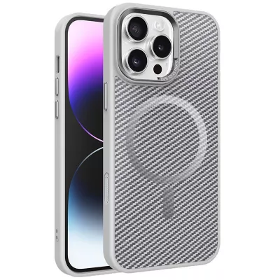 Чохол TPU+PC Carbon Mirage with MagSafe для Apple iPhone 16 Pro (6.3") Grey