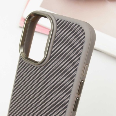 Чохол TPU+PC Carbon with MagSafe для Apple iPhone 16 (6.1") Grey