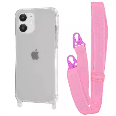 Чохол WAVE Clear Case with Strap iPhone 11 pink