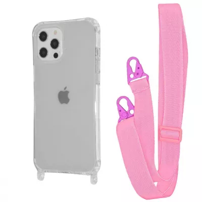 Чохол WAVE Clear Case with Strap iPhone 12 Pro Max pink