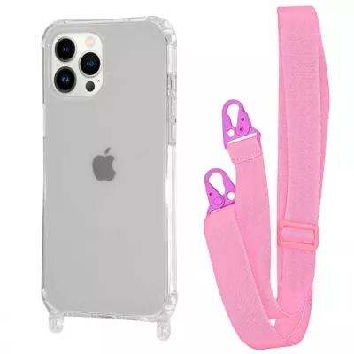 Чохол WAVE Clear Case with Strap iPhone 13 Pro Max pink