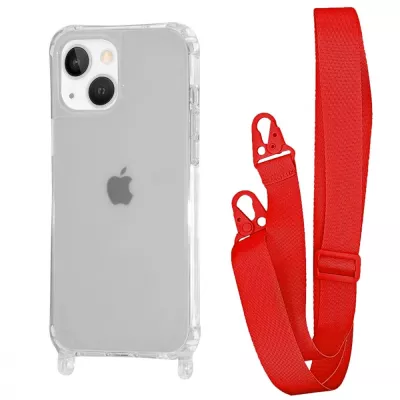Чохол WAVE Clear Case with Strap iPhone 15 red