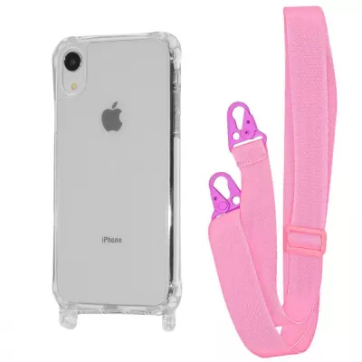 Чохол WAVE Clear Case with Strap iPhone Xr pink