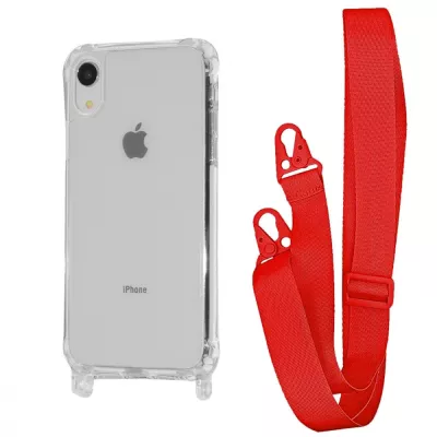 Чохол WAVE Clear Case with Strap iPhone Xr red