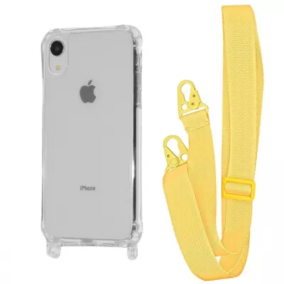 Чохол WAVE Clear Case with Strap iPhone Xr yellow
