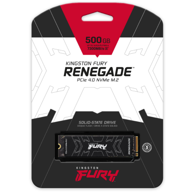 SSD внутрішні KINGSTON Fury Renegade PCIe 4.0 NVMe M.2 500GB w/Heatsink комп'ютерний запам'ятовувальний пристрій