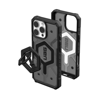 Чохол+магнітне кільце-тримач UAG для iPhone 16 Pro Max, Pathfinder Clear Magsafe, Ash/Black Stand (1144651BV02)