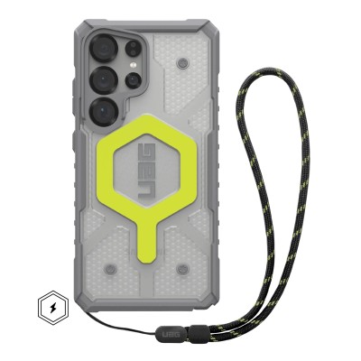 Чохол+ремінець UAG для Samsung Galaxy S25 Ultra, Pathfinder Clear with Magnet Bundle, Active Neon Lanyard