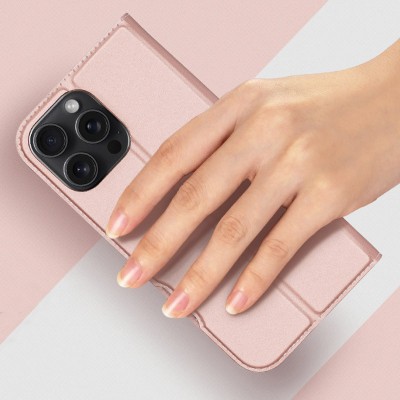 Чохол-книжка Dux Ducis з кишенею для візиток для Apple iPhone 16 Pro Max (6.9") Rose Gold