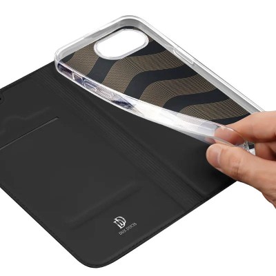 Чохол-книжка Dux Ducis з кишенею для візиток для Apple iPhone 16e (6.1") Чорний Чохол-книжка Dux Ducis з кишенею для візиток для Apple iPhone 16e (6.1") Чорний