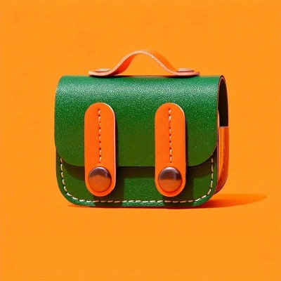 Шкіряний футляр Briefcase для навушників AirPods Pro 2 / Pro Green / Orange