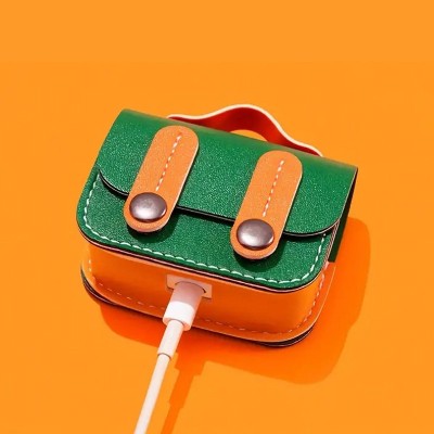 Шкіряний футляр Briefcase для навушників AirPods Pro 2 / Pro Green / Orange