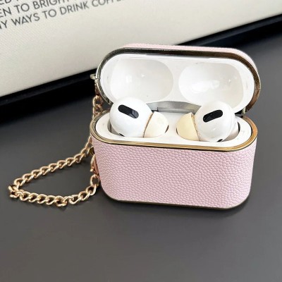 Шкіряний футляр Suitcase для навушників AirPods 3 Pink