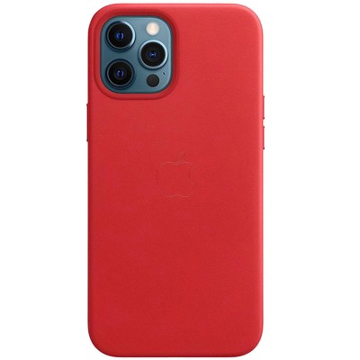 Шкіряний чохол Leather Case (AAA) with MagSafe and Animation для Apple iPhone 12 Pro / 12 (6.1") Red