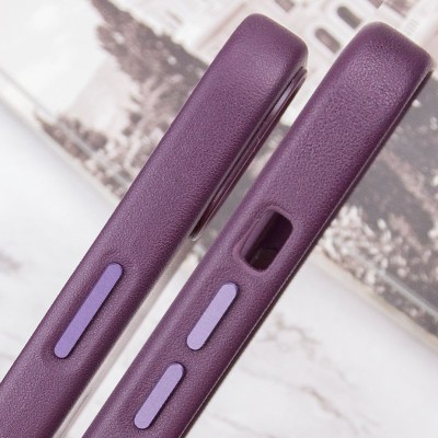 Шкіряний чохол Leather Case (AAA) with MagSafe and Animation для Apple iPhone 13 (6.1") Dark Cherry