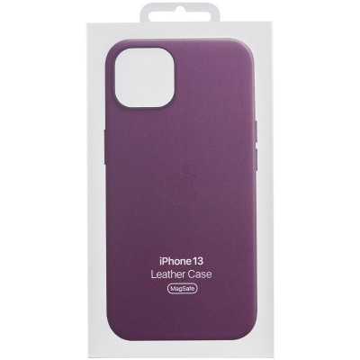 Шкіряний чохол Leather Case (AAA) with MagSafe and Animation для Apple iPhone 13 (6.1") Dark Cherry
