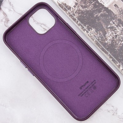 Шкіряний чохол Leather Case (AAA) with MagSafe and Animation для Apple iPhone 13 (6.1") Dark Cherry
