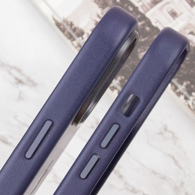 Шкіряний чохол Leather Case (AAA) with MagSafe and Animation для Apple iPhone 14 (6.1") Ink