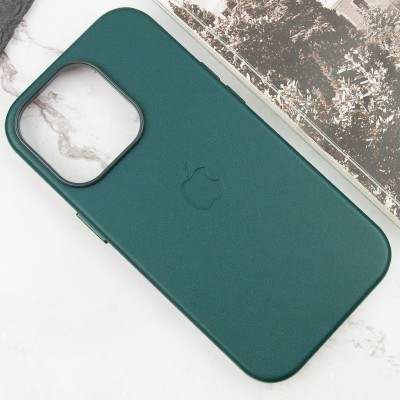 Шкіряний чохол Leather Case (AAA) with MagSafe and Animation для Apple iPhone 14 Pro (6.1") Forest Green