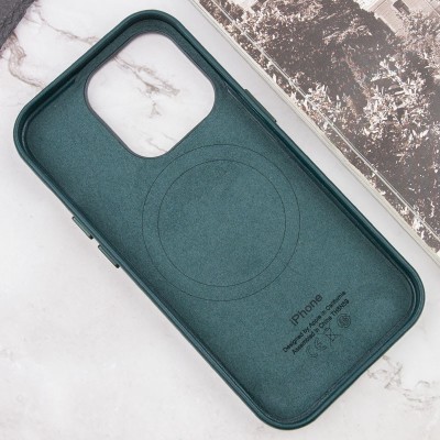 Шкіряний чохол Leather Case (AAA) with MagSafe and Animation для Apple iPhone 14 Pro (6.1") Forest Green