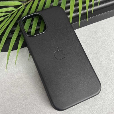 Шкіряний чохол Leather Case (AAA) with MagSafe and Animation для Apple iPhone 15 Pro (6.1") Black