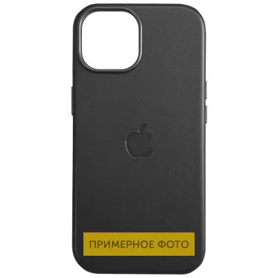 Шкіряний чохол Leather Case (AAA) with MagSafe and Animation для Apple iPhone 16 (6.1") Black