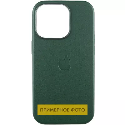 Шкіряний чохол Leather Case (AAA) with MagSafe and Animation для Apple iPhone 16 (6.1") Green