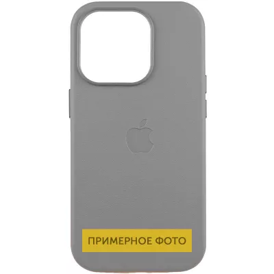 Шкіряний чохол Leather Case (AAA) with MagSafe and Animation для Apple iPhone 16 (6.1") Light Gray