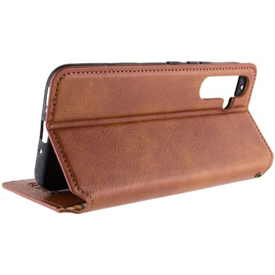 Шкіряний чохол книжка GETMAN Cubic (PU) для Samsung Galaxy M34 5G Коричневий