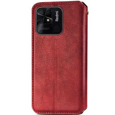 Шкіряний чохол книжка GETMAN Cubic (PU) для Xiaomi Redmi 10C Червоний