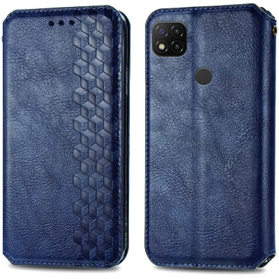 Шкіряний чохол книжка GETMAN Cubic (PU) для Xiaomi Redmi 9C Синій