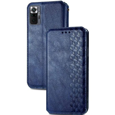 Шкіряний чохол книжка GETMAN Cubic (PU) для Xiaomi Redmi Note 10 Pro / 10 Pro Max Синій