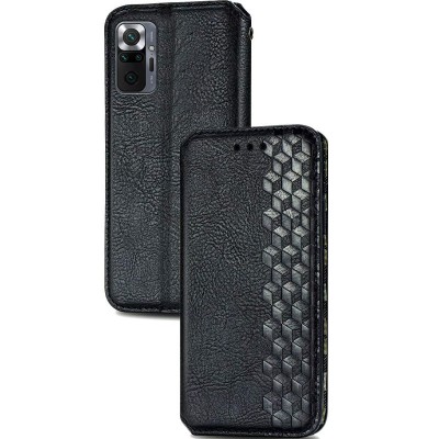 Шкіряний чохол книжка GETMAN Cubic (PU) для Xiaomi Redmi Note 10 Pro / 10 Pro Max Чорний
