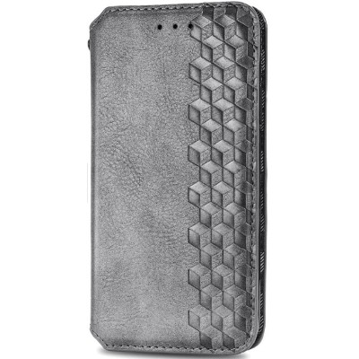 Шкіряний чохол книжка GETMAN Cubic (PU) для Xiaomi Redmi Note 9 / Redmi 10X Сірий
