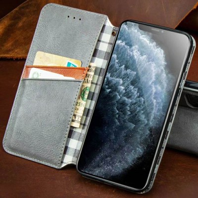 Шкіряний чохол книжка GETMAN Cubic (PU) для Xiaomi Redmi Note 9 / Redmi 10X Сірий