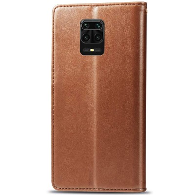 Шкіряний чохол книжка GETMAN Gallant (PU) для Xiaomi Redmi Note 9s / Note 9 Pro / Note 9 Pro Max Коричневий