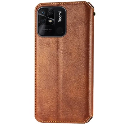 Шкіряний чохол-книжка GETMAN Cubic (PU) для Xiaomi Redmi 10A Коричневий