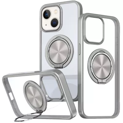 TPU+PC чохол Metal Ring with MagSafe для Apple iPhone 15 (6.1") Сірий