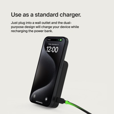Акумулятор портативний літій-іонний Power Bank Belkin 8000мА·год, 15Вт, MagSafe Qi2, чорний (BPD007BTBK)