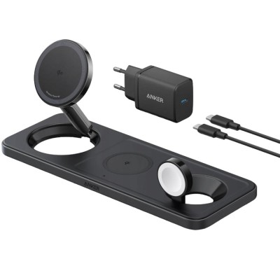 Бездротовий зарядний пристрій ANKER MagGo Wireless Charging Station 15W 3-in-1 Pad (Чорний)