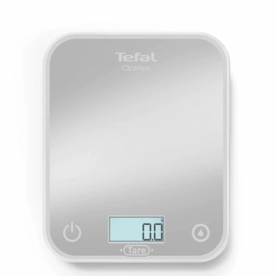 Ваги Tefal кухонні Optiss, 5кг, AAAx2 в комплекті, скло, срібло (BC50U4V0)